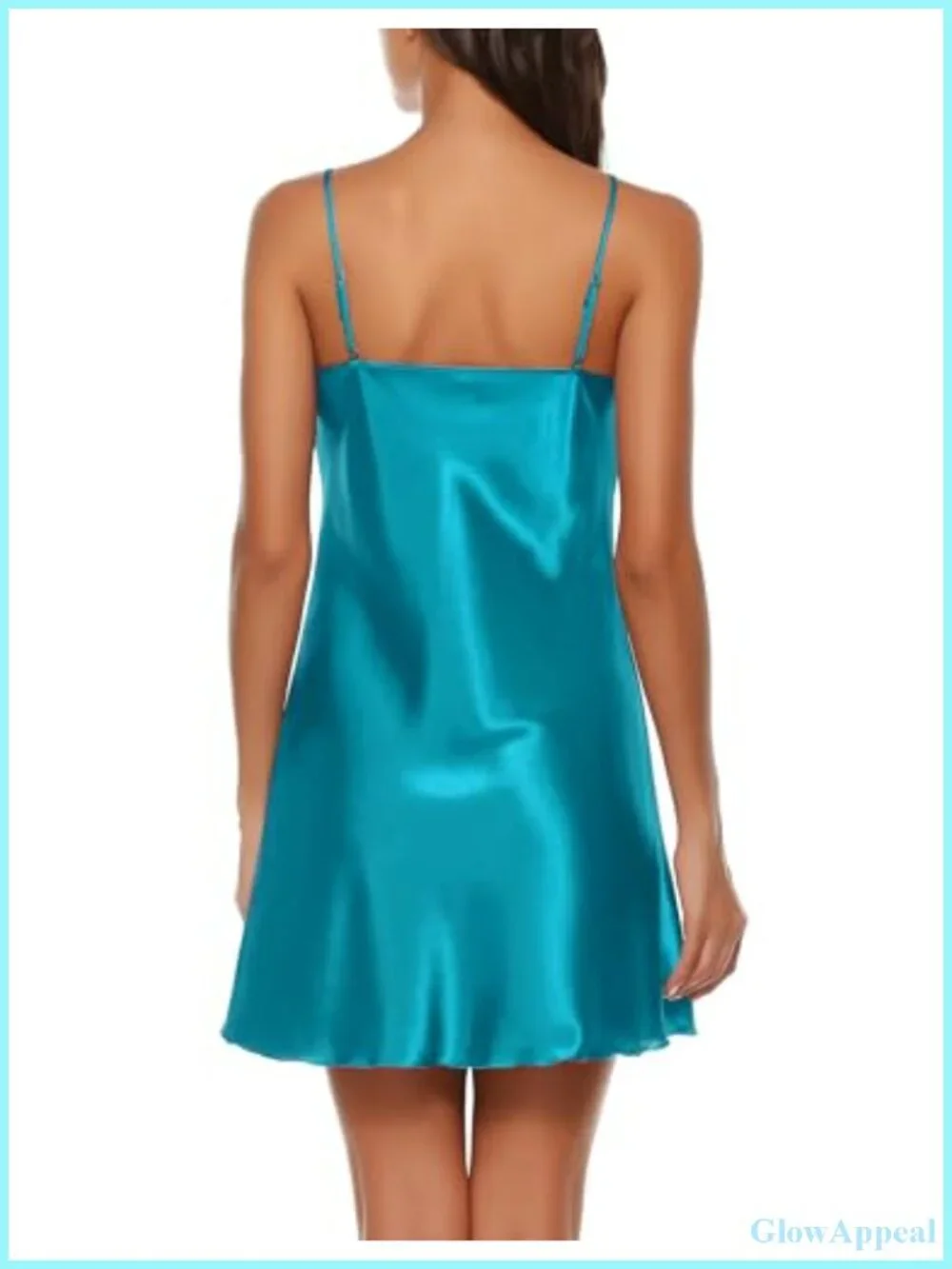 Silk Satin Nightgown for Women, Lace V-Neck Chemise, Adjustable Straps,
